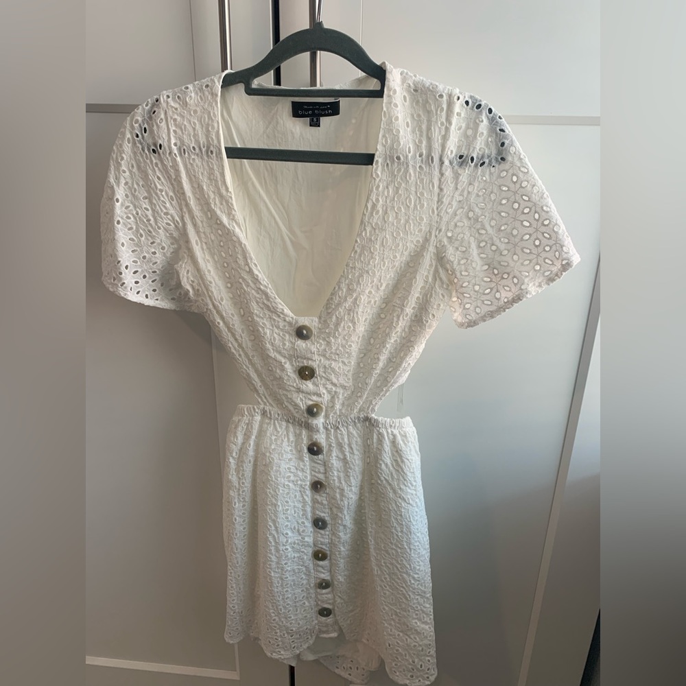 White eyelet dress with open back size S